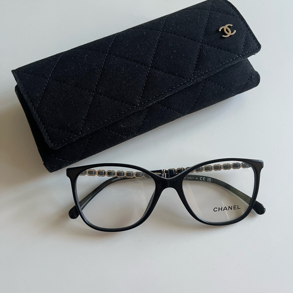 Chanel Black Glasses with Quilted Case